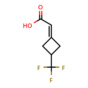 Chemical structure of 2-[3-(trifluoromethyl)cyclobutylidene]acetic acid , CAS 1936239-46-1, AChemBlock P46560