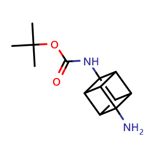 Chemical structure of tert-butyl N-(8-aminocuban-1-yl)carbamate , CAS 1936223-92-5, AChemBlock P46562
