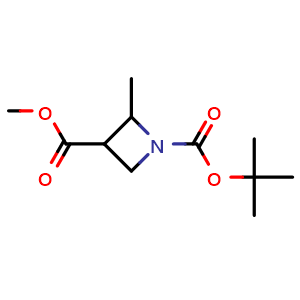Chemical structure of 1-tert-butyl 3-methyl 2-methylazetidine-1,3-dicarboxylate , CAS 1935942-15-6, AChemBlock P46571