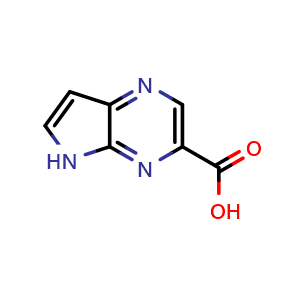 Chemical structure of 5H-pyrrolo[2,3-b]pyrazine-3-carboxylic acid , CAS 1935072-38-0, AChemBlock P46597