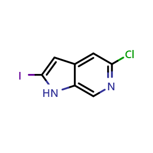 Chemical structure of 5-chloro-2-iodo-1H-pyrrolo[2,3-c]pyridine , CAS 1934794-74-7, AChemBlock P46605