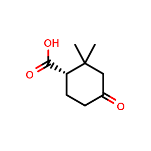Chemical structure of (1S)-2,2-dimethyl-4-oxocyclohexane-1-carboxylic acid , CAS 1932214-46-4, AChemBlock P46652
