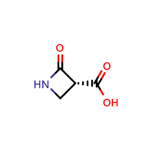 Chemical structure of (3R)-2-oxoazetidine-3-carboxylic acid , CAS 1923206-93-2, AChemBlock P46680