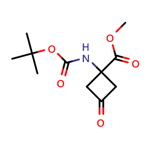 Chemical structure of methyl 1-(tert-butoxycarbonylamino)-3-oxo-cyclobutanecarboxylate , CAS 191110-97-1, AChemBlock P46685