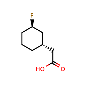 Chemical structure of 2-[(1S,3R)-3-fluorocyclohexyl]acetic acid , CAS 1903832-83-6, AChemBlock P46710