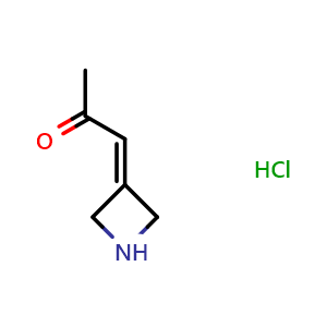 Chemical structure of 1-(azetidin-3-ylidene)propan-2-one hydrochloride , CAS 189243-51-4, AChemBlock P46729