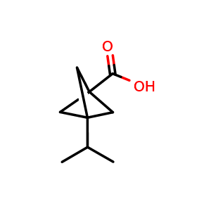 Chemical structure of 3-(propan-2-yl)bicyclo[1.1.1]pentane-1-carboxylic acid , CAS 1886967-55-0, AChemBlock P46747