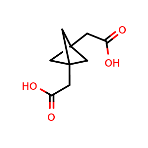 Chemical structure of 2-[3-(carboxymethyl)bicyclo[1.1.1]pentan-1-yl]acetic acid , CAS 1883508-36-8, AChemBlock P46789