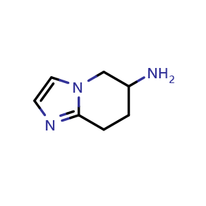 Chemical structure of 5H,6H,7H,8H-imidazo[1,2-a]pyridin-6-amine , CAS 185796-58-1, AChemBlock P46837