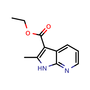 Chemical structure of ethyl 2-methyl-1H-pyrrolo[2,3-b]pyridine-3-carboxylate , CAS 1855028-85-1, AChemBlock P46840