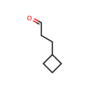 Chemical structure of 3-cyclobutylpropanal , CAS 18543-43-6, AChemBlock P46841