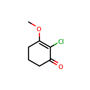 Chemical structure of 2-chloro-3-methoxycyclohex-2-en-1-one , CAS 18369-67-0, AChemBlock P46863
