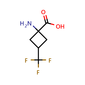 Chemical structure of 1-amino-3-(trifluoromethyl)cyclobutane-1-carboxylic acid , CAS 1824498-96-5, AChemBlock P46879