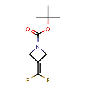 Chemical structure of tert-butyl 3-(difluoromethylidene)azetidine-1-carboxylate , CAS 1824293-92-6, AChemBlock P46885