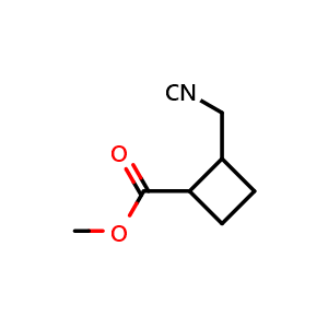 Chemical structure of methyl 2-(cyanomethyl)cyclobutane-1-carboxylate , CAS 1824203-42-0, AChemBlock P46886