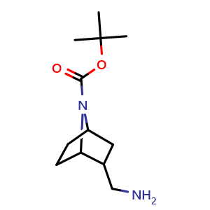 Chemical structure of tert-butyl 2-(aminomethyl)-7-azabicyclo[2.2.1]heptane-7-carboxylate , CAS 1823797-09-6, AChemBlock P46902