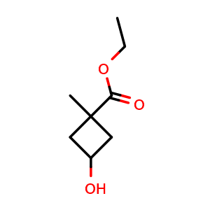 Chemical structure of ethyl 3-hydroxy-1-methyl-cyclobutanecarboxylate , CAS 1823058-98-5, AChemBlock P46918