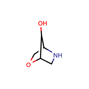 Chemical structure of 2-oxa-5-azabicyclo[2.2.1]heptan-7-ol , CAS 1822522-81-5, AChemBlock P46924
