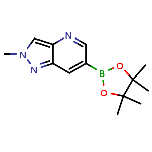 Chemical structure of 2-methyl-6-(tetramethyl-1,3,2-dioxaborolan-2-yl)-2H-pyrazolo[4,3-b]pyridine , CAS 1809890-45-6, AChemBlock P46981