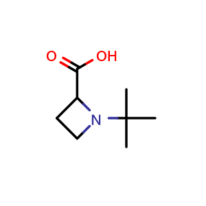 Chemical structure of 1-tert-butylazetidine-2-carboxylic acid , CAS 18085-38-6, AChemBlock P46986