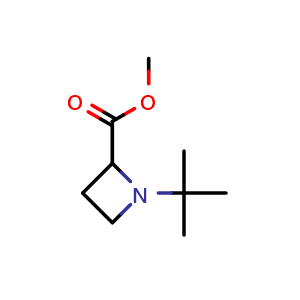 Chemical structure of methyl 1-tert-butylazetidine-2-carboxylate , CAS 18085-35-3, AChemBlock P46987