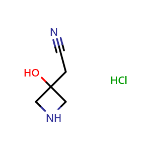 Chemical structure of 2-(3-hydroxyazetidin-3-yl)acetonitrile hydrochloride , CAS 1803604-94-5, AChemBlock P47032
