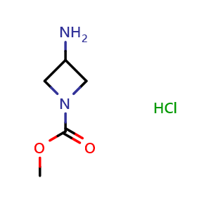Chemical structure of methyl 3-aminoazetidine-1-carboxylate hydrochloride , CAS 1803566-32-6, AChemBlock P47078