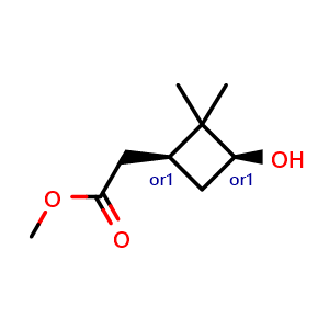 Chemical structure of methyl 2-[cis-3-hydroxy-2,2-dimethylcyclobutyl]acetate , CAS 17882-55-2, AChemBlock P47106