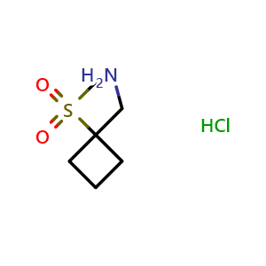 Chemical structure of 1-(1-methanesulfonylcyclobutyl)methanamine hydrochloride , CAS 1787940-86-6, AChemBlock P47108