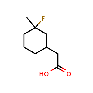Chemical structure of 2-(3-fluoro-3-methylcyclohexyl)acetic acid , CAS 1785492-26-3, AChemBlock P47114
