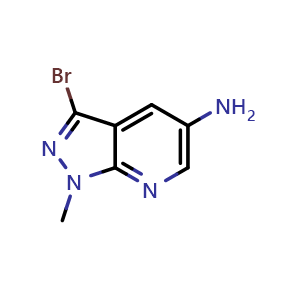 Chemical structure of 3-bromo-1-methyl-1H-pyrazolo[3,4-b]pyridin-5-amine , CAS 1784393-93-6, AChemBlock P47142