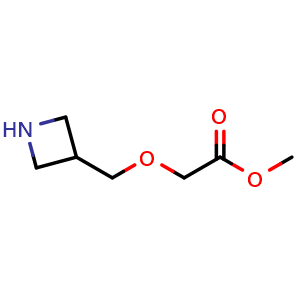 Chemical structure of methyl 2-[(azetidin-3-yl)methoxy]acetate , CAS 1784072-80-5, AChemBlock P47153