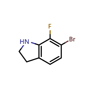 Chemical structure of 6-bromo-7-fluoroindoline , CAS 1782908-19-3, AChemBlock P47167
