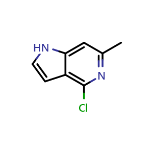 Chemical structure of 4-chloro-6-methyl-1H-pyrrolo[3,2-c]pyridine , CAS 178268-92-3, AChemBlock P47175