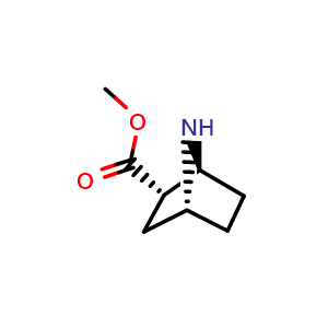 Chemical structure of methyl (1S,2S,4R)-rel-7-azabicyclo[2.2.1]heptane-2-carboxylate , CAS 178241-05-9, AChemBlock P47188