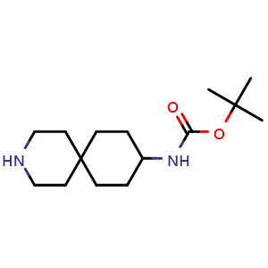 Chemical structure of tert-butyl N-{3-azaspiro[5.5]undecan-9-yl}carbamate , CAS 1781848-83-6, AChemBlock P47200