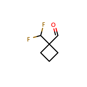 Chemical structure of 1-(difluoromethyl)cyclobutane-1-carbaldehyde , CAS 1781544-23-7, AChemBlock P47207