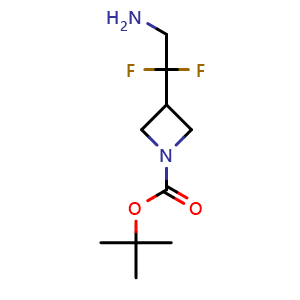 Chemical structure of tert-butyl 3-(2-amino-1,1-difluoroethyl)azetidine-1-carboxylate , CAS 1780909-44-5, AChemBlock P47228