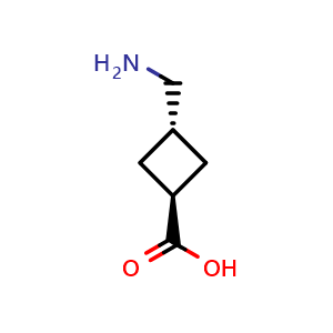 Chemical structure of trans-3-(aminomethyl)cyclobutane-1-carboxylic acid , CAS 1780823-69-9, AChemBlock P47233
