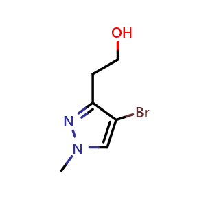 Chemical structure of 2-(4-bromo-1-methyl-1H-pyrazol-3-yl)ethan-1-ol , CAS 1780333-86-9, AChemBlock P47242