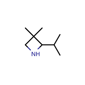 Chemical structure of 3,3-dimethyl-2-(propan-2-yl)azetidine , CAS 1779913-80-2, AChemBlock P47256