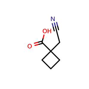 Chemical structure of 1-(cyanomethyl)cyclobutane-1-carboxylic acid , CAS 1773507-80-4, AChemBlock P47275