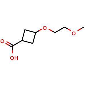 Chemical structure of 3-(2-methoxyethoxy)cyclobutane-1-carboxylic acid , CAS 1707391-30-7, AChemBlock P47316
