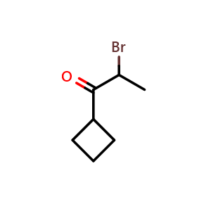 Chemical structure of 2-bromo-1-cyclobutylpropan-1-one , CAS 1698908-49-4, AChemBlock P47345
