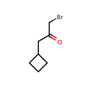 Chemical structure of 1-bromo-3-cyclobutylpropan-2-one , CAS 1698354-18-5, AChemBlock P47346