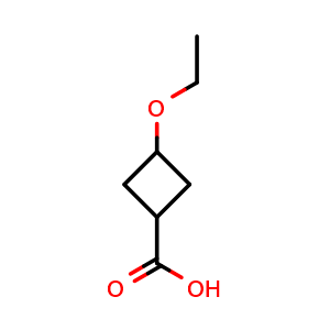 Chemical structure of 3-ethoxycyclobutane-1-carboxylic acid , CAS 1696519-10-4, AChemBlock P47354