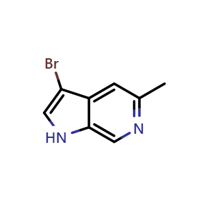 Chemical structure of 3-bromo-5-methyl-1H-pyrrolo[2,3-c]pyridine , CAS 1679330-47-2, AChemBlock P47394
