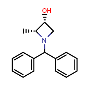 Chemical structure of (2R,3R)-1-(diphenylmethyl)-2-methylazetidin-3-ol , CAS 164906-65-4, AChemBlock P47416