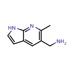 Chemical structure of {6-methyl-1H-pyrrolo[2,3-b]pyridin-5-yl}methanamine , CAS 1638983-52-4, AChemBlock P47438