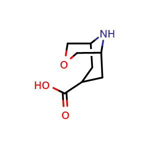 Chemical structure of 3oxa9azabicyclo[3.3.1]nonane7carboxylic acid , CAS 1638771-99-9, AChemBlock P47450